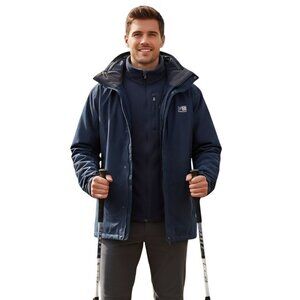 Karrimor Waterproof Weathertite 3In1 Jacket Navy Full Zip Hook and Loop Size XL